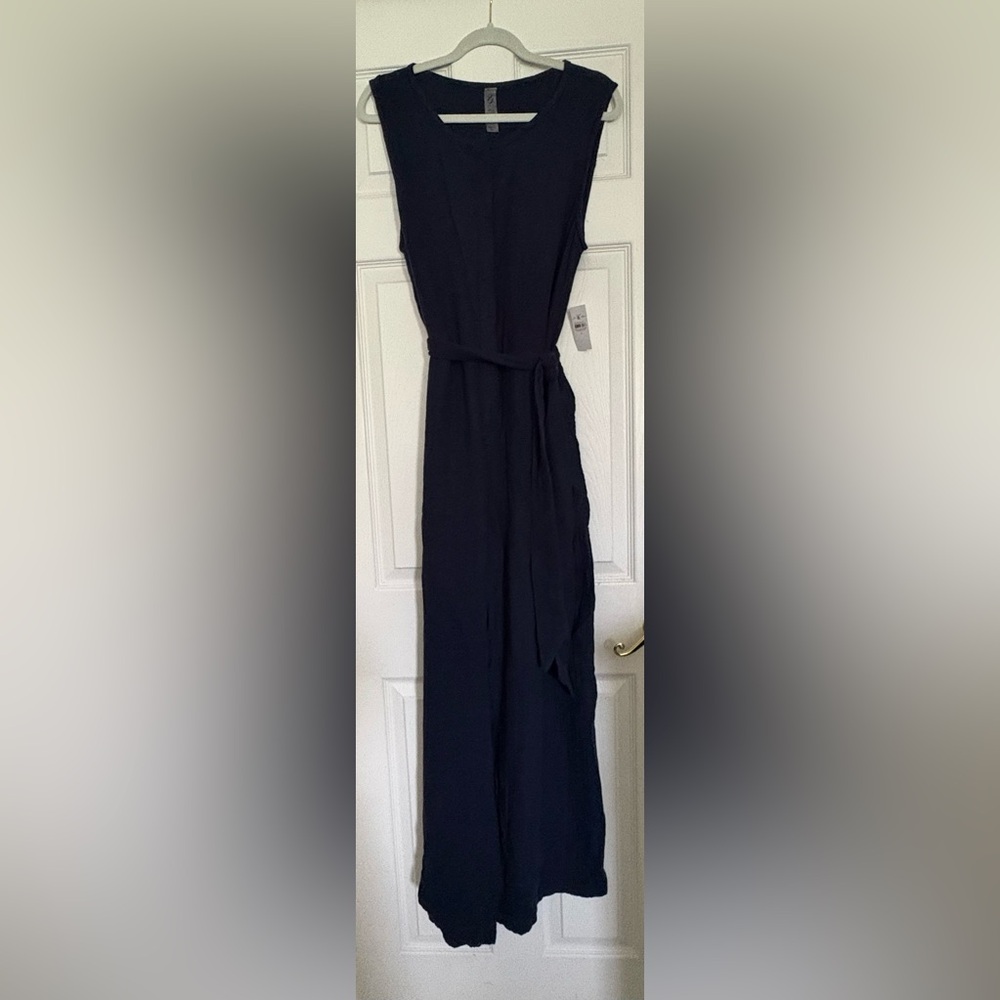 Lou & Grey Black Sleeveless Belted Jumpsuit